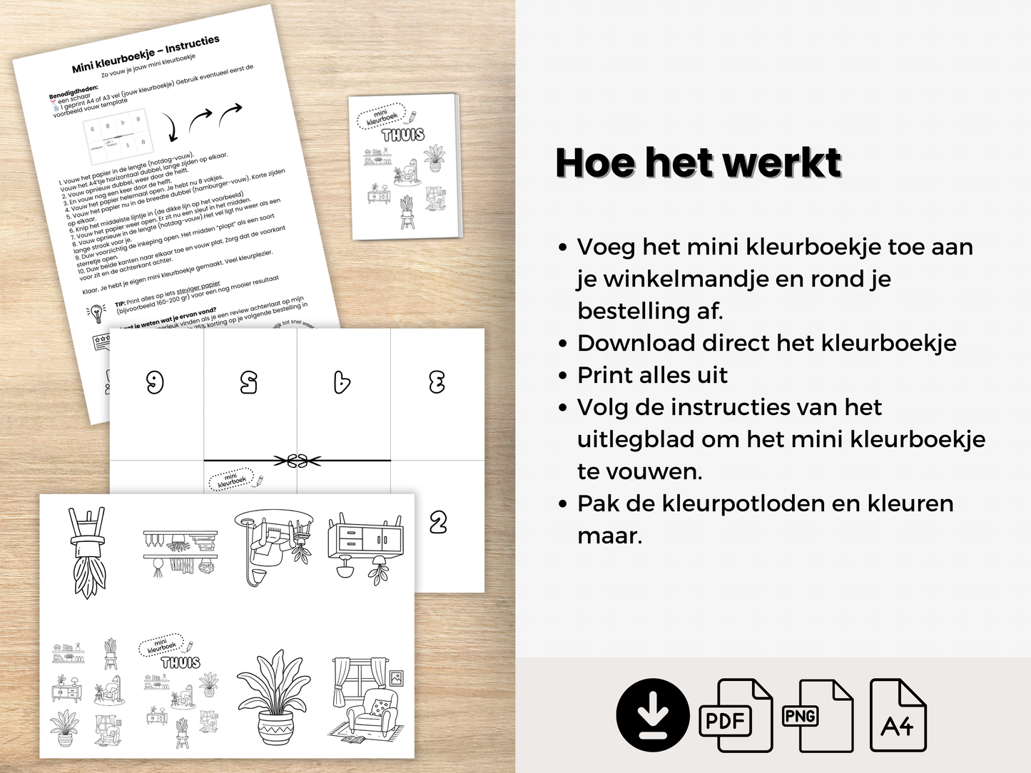 mini kleurboekje instructies hoe te vouwen