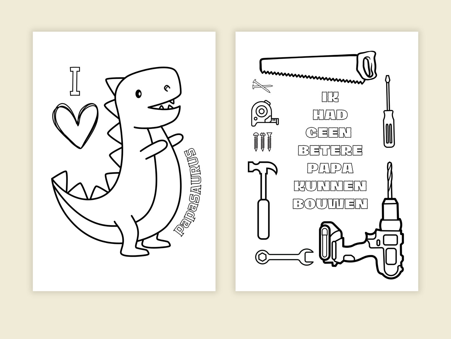 Vaderdag Cadeau Printable Set | Tegoedbonnen, Kleurplaten & Invulblad
