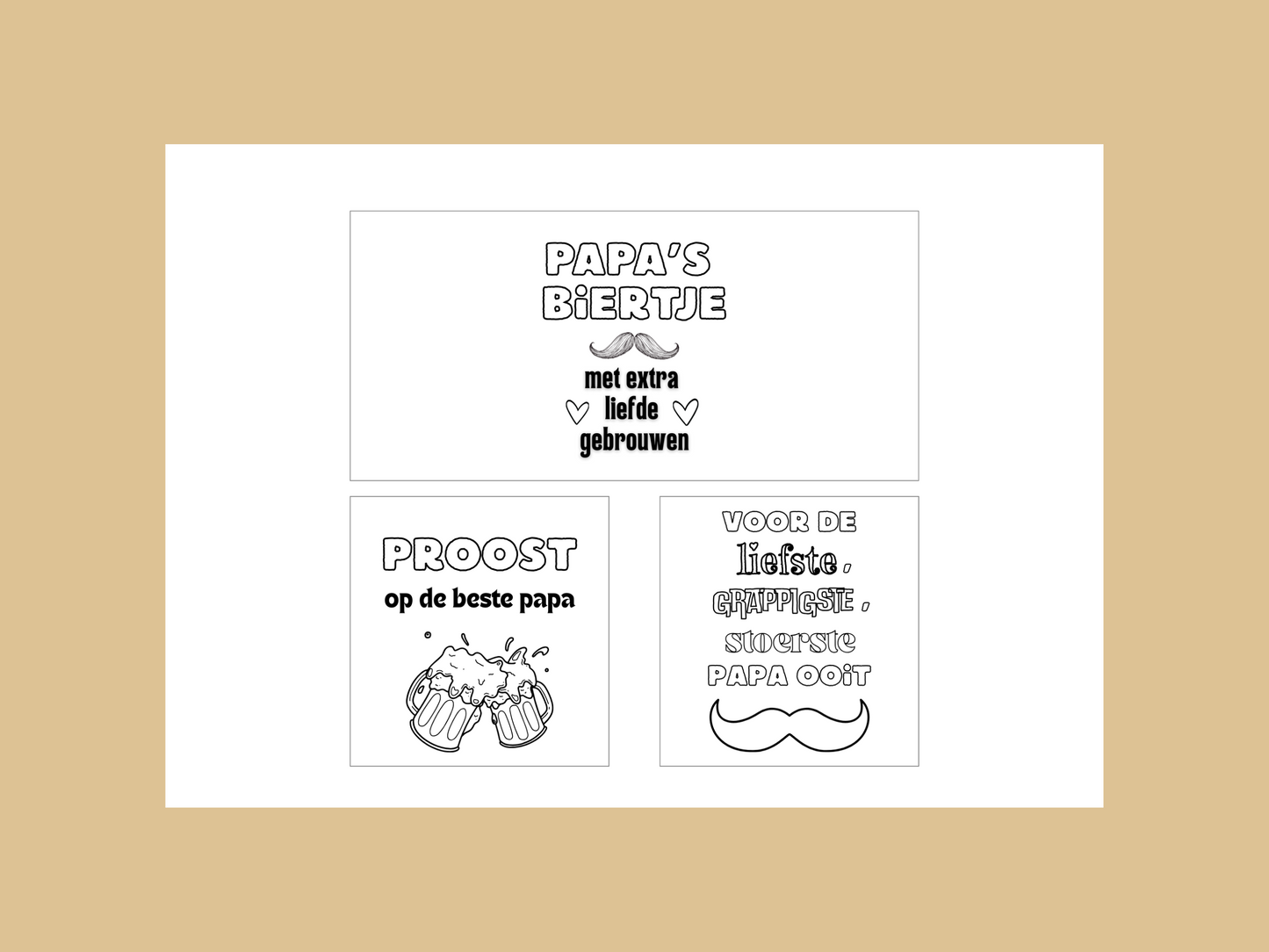 Vaderdag Bieretiketten | 6 om te kleuren + 6 full color | Printable Cadeau, DIY Bieretiketten voor papa