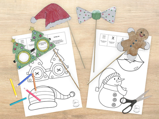 Maak je Eigen Kerst Props om in te Kleuren | 14 Leuke Kerst Ontwerpen - Printbare DIY Foto Props voor een Vrolijke Kerst
