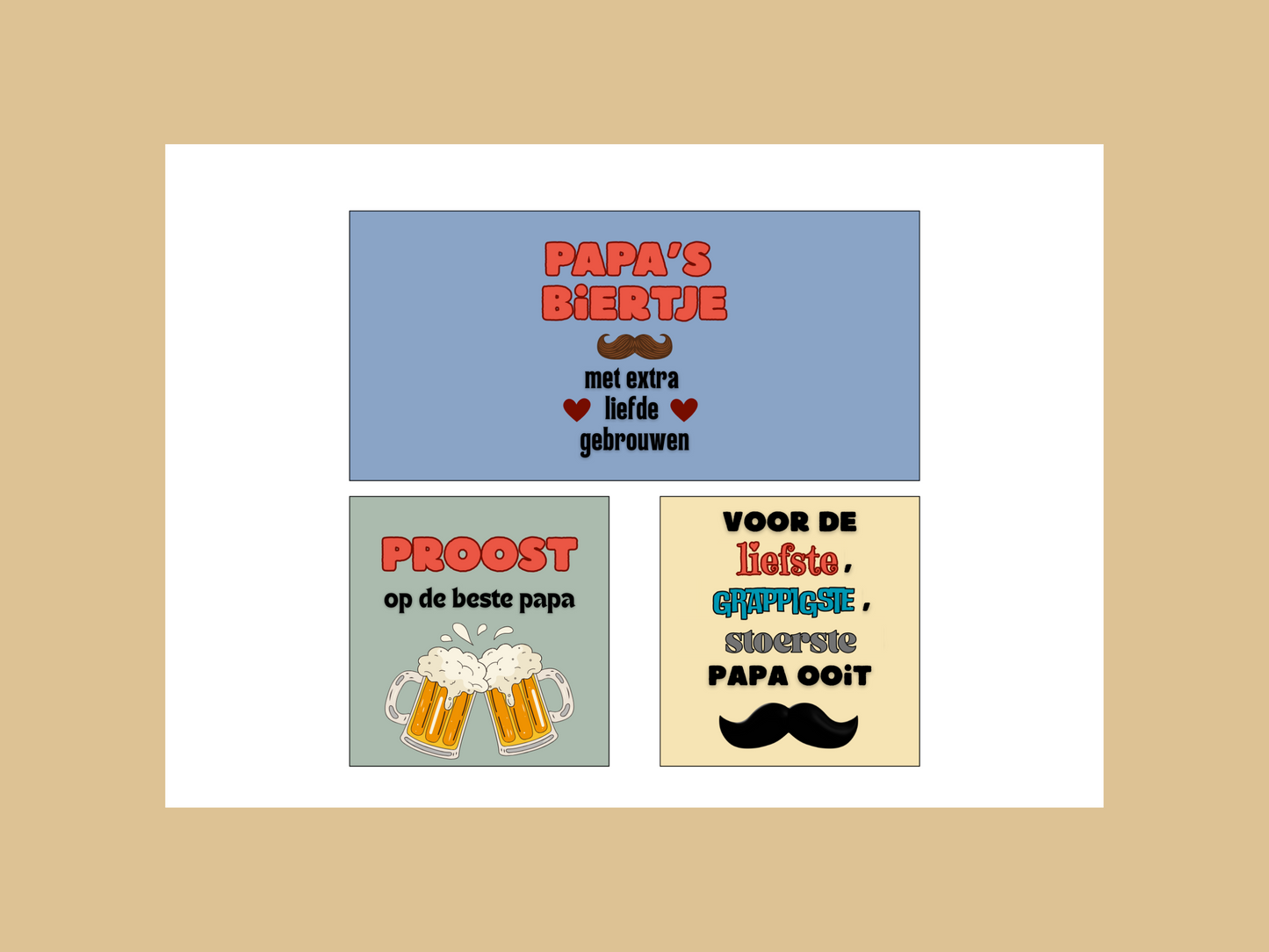 Vaderdag Bieretiketten | 6 om te kleuren + 6 full color | Printable Cadeau, DIY Bieretiketten voor papa