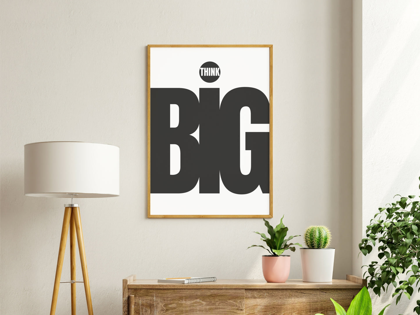 Think Big – Minimalistische Zwart-Wit Quote Poster | Printbare Wanddecoratie | Digitale Download voor Inspirerend Interieur
