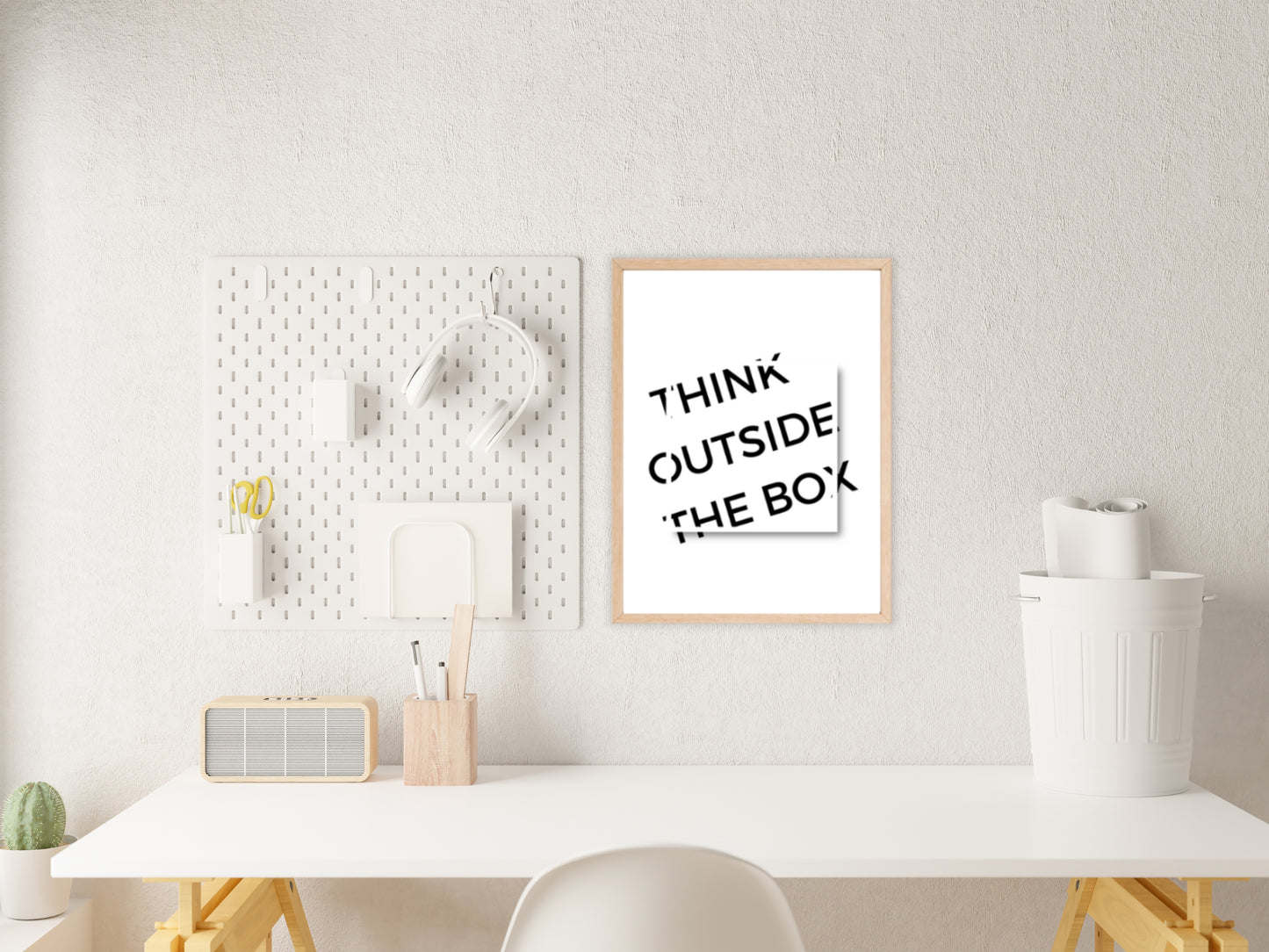 Printbare Poster 'Think Outside the Box' | Minimalistische Monochrome Typografie Printable Poster - Digitale Download in Meerdere Formaten