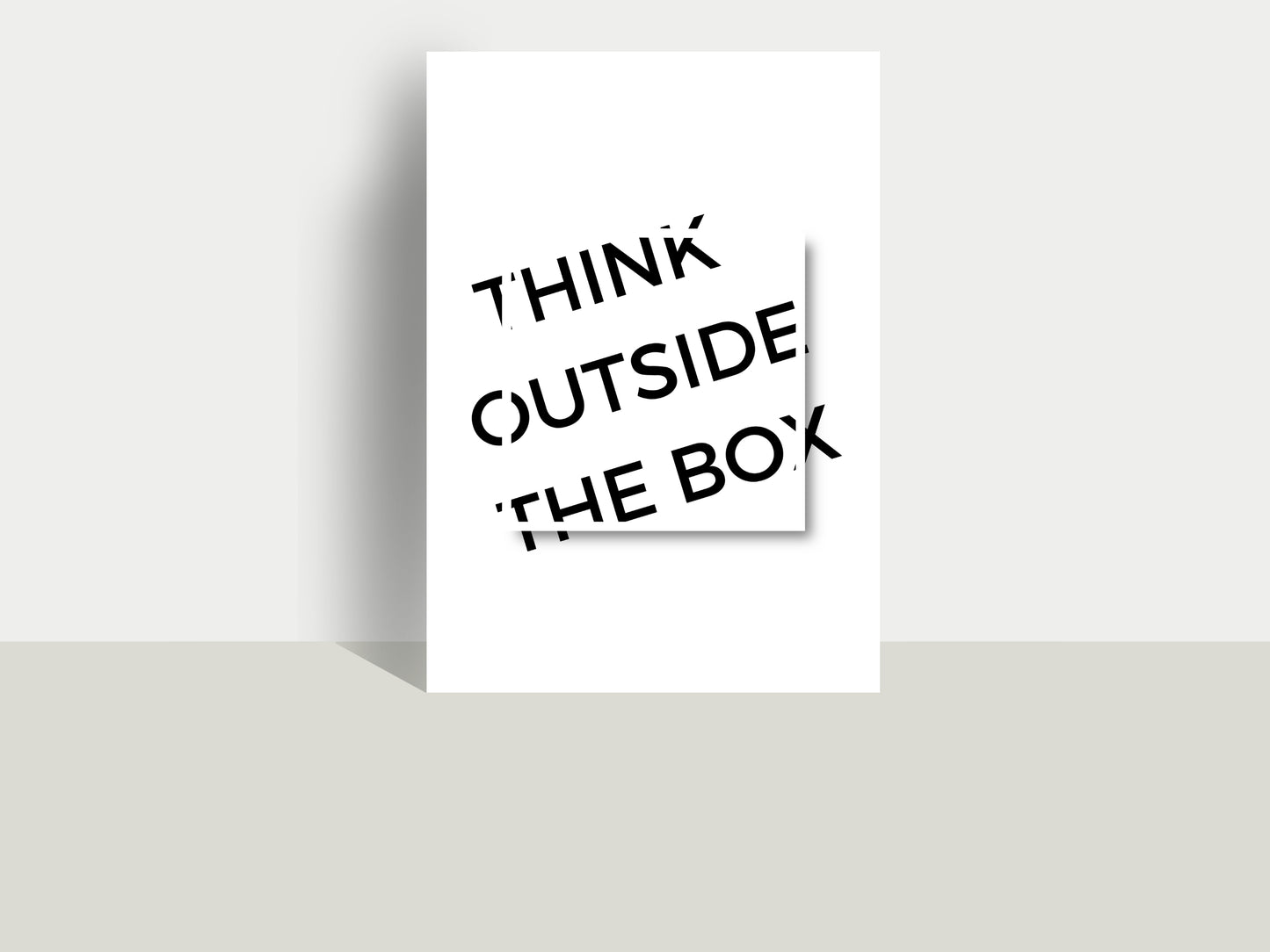Printbare Poster 'Think Outside the Box' | Minimalistische Monochrome Typografie Printable Poster - Digitale Download in Meerdere Formaten