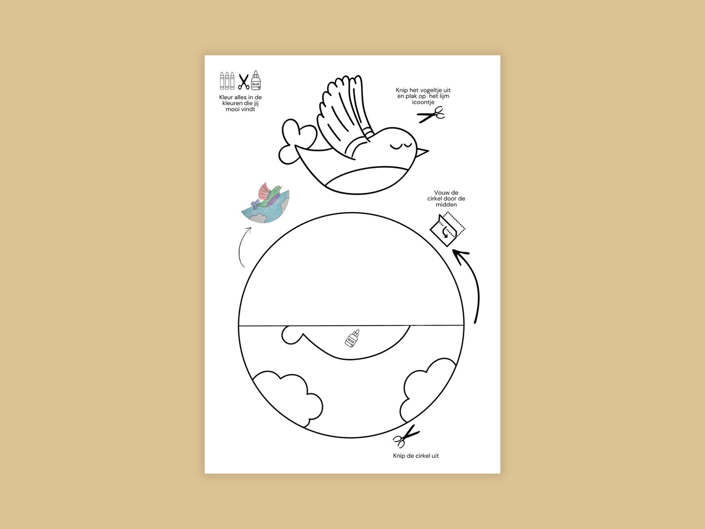 Knutselpakket Dansende Vogels - Printbare Vogels Uit Ei, Nest en Vliegend | Creatieve Activiteit voor Kinderen - A4 PDF met Stap-voor-Stap Handleiding