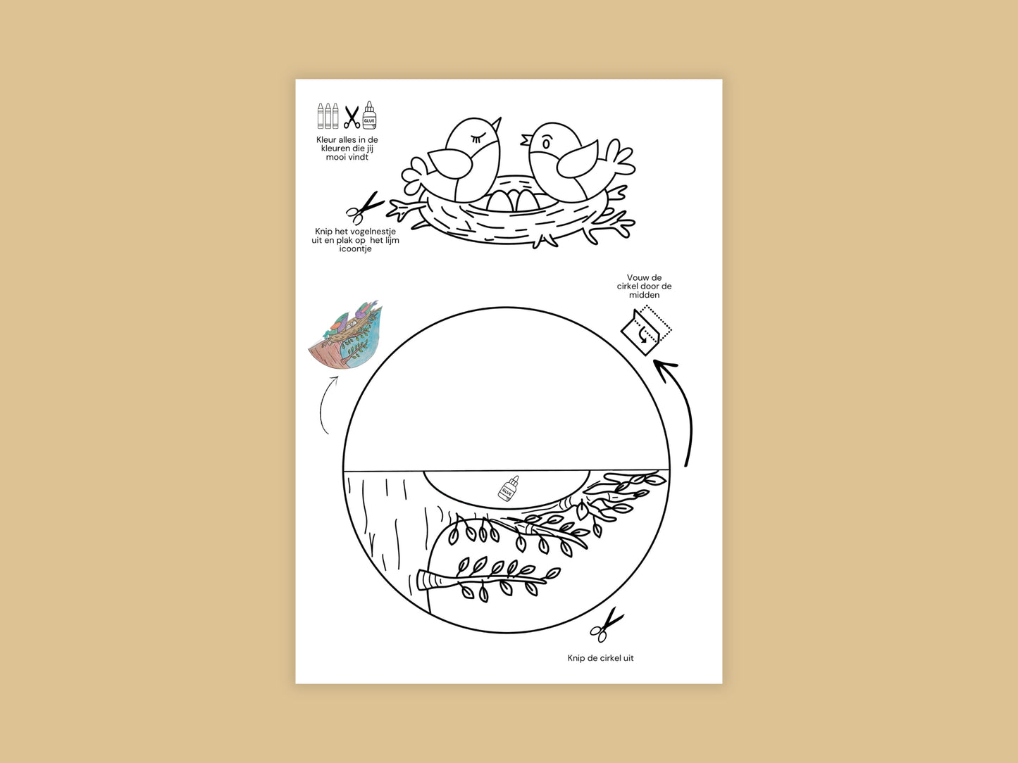 Knutselpakket Dansende Vogels - Printbare Vogels Uit Ei, Nest en Vliegend | Creatieve Activiteit voor Kinderen - A4 PDF met Stap-voor-Stap Handleiding