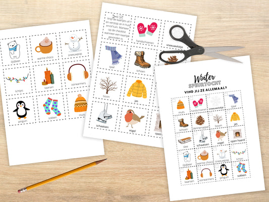 Winter Speurtocht voor Kinderen – Leuke Zoektocht voor Binnen & Buiten | Printbare Winter Activiteit om te Knippen, Kleuren & Spelen