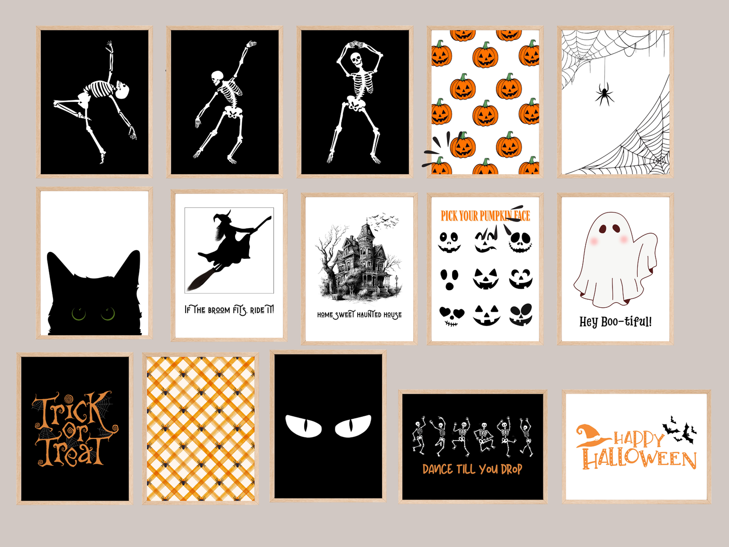 Halloween printables set, 15 sfeervolle muurposters voor Halloween