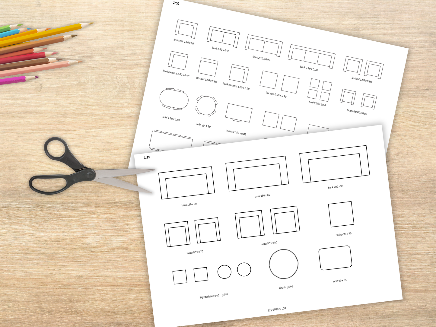 Schaalmeubels voor Tiny House & Compact Wonen Bundel, Indelen op schaal 1:25 & 1:50