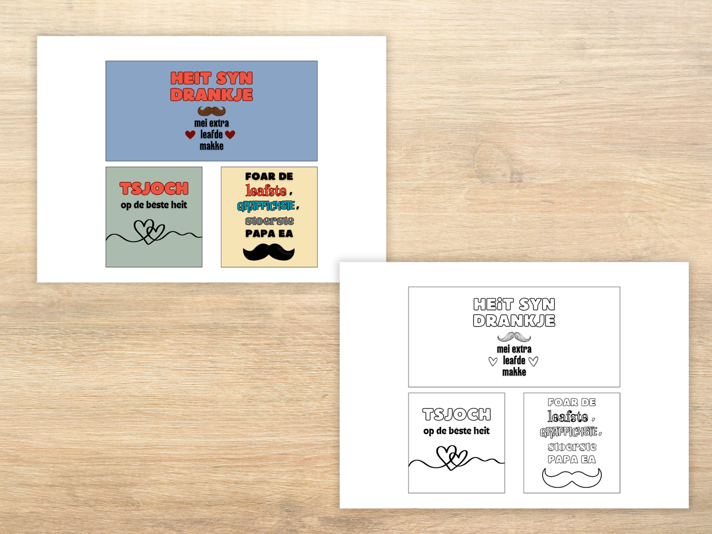 Heitedei Bieretiketten | 6 om te kleuren + 6 yn kleur | Printable kado foar heit | vaderdag Fries (kopie)