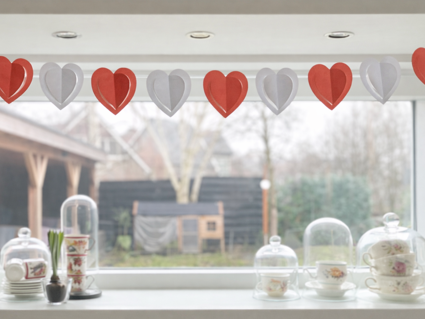 Hartenslinger zonder lijm, eenvoudige DIY papieren slinger voor elk moment (A4 PDF & PNG)