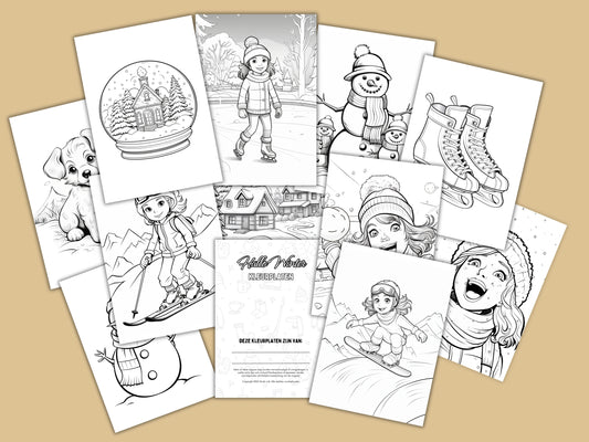 40 Leuke Winter Kleurplaten voor Kids, Inkleuren met Thema Winter: Schaatsen, Sneeuwpret, Winterlandschap en Winteractiviteiten om in te kleuren