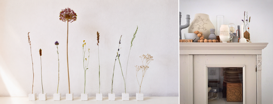 DIY droogbloemen display van klei