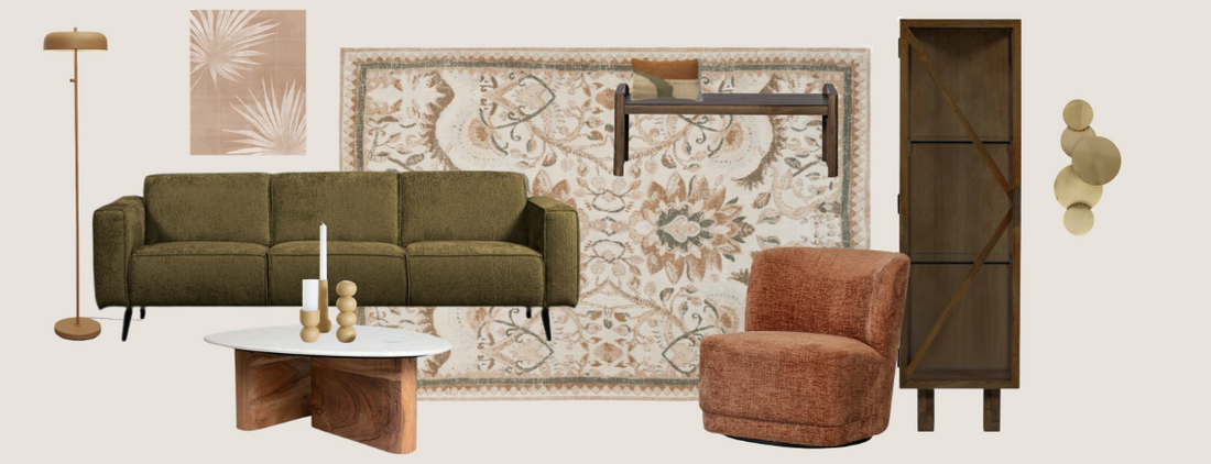 Warm vintage naturel met olijfgroen en terra