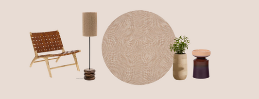 moodboard en sfeerbeeld bruintinten woonkamer
