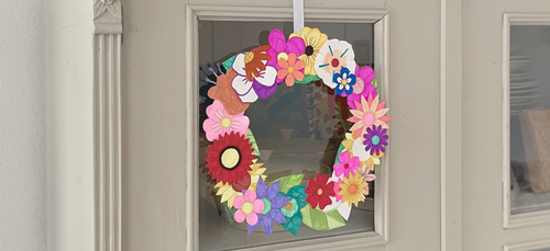 bloemenkrans van papier voorjaar knutsel