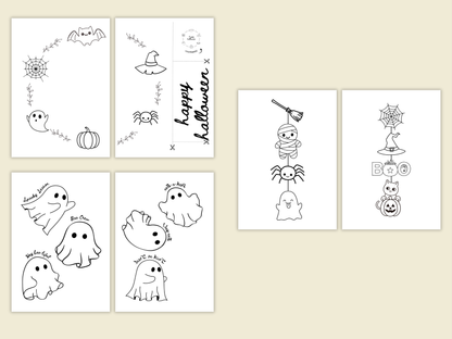 Halloween Raamtekening Sjablonen 3 stuks, gewoon en gespiegeld. PDF, SVG, PNG, A4, A3