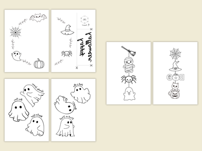 Halloween Raamtekening Sjablonen 3 stuks, gewoon en gespiegeld. PDF, SVG, PNG, A4, A3