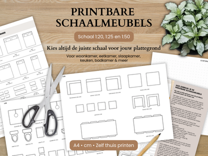 Printbare Schaalmeubels Multi-schaal Bundle – 1:20, 1:25 & 1:50 outline
