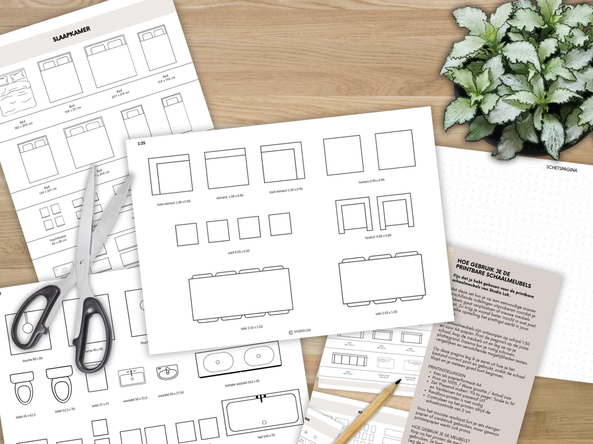 Printbare Schaalmeubels Multi-schaal Bundle – 1:20, 1:25 & 1:50 outline