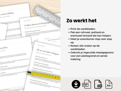 Meetgids woonkamer – ruimte opmeten voor een plattegrond | Printbare PDF