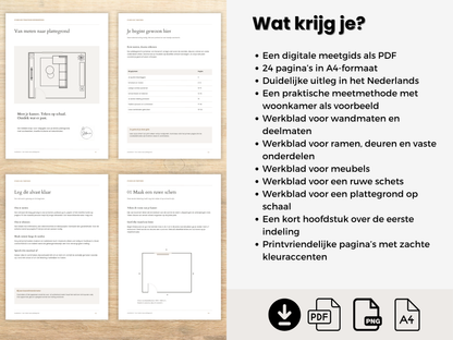 Meetgids woonkamer – ruimte opmeten voor een plattegrond | Printbare PDF