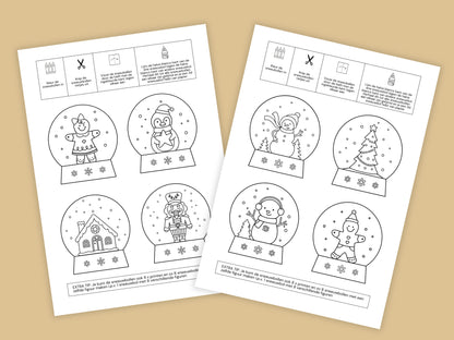 3D Papieren Sneeuwbollen Knutselkit | Printbare DIY Kerstdecoratie - 8 Verschillende Ontwerpen, A4 PDF om te Kleuren, Knippen, Vouwen en Lijmen