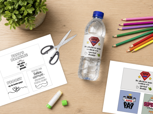 Vaderdag etiketten | 6 om te kleuren + 6 full color | Printable Cadeau, DIY etiketten voor papa