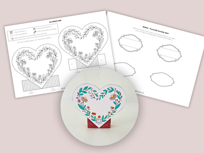 3D Liefdeshart Knutsel Printable | Printbaar DIY Hart kleur, knip en plak.