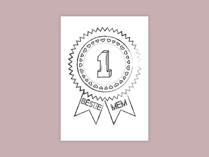 Moederdag Printable Knutselpakket – A3 en A4 formaat:  Krant, Medaille, Placemat & teken je eigen bloemen kleurplaat, pdf en png – Friese versie, Fryske ferzje