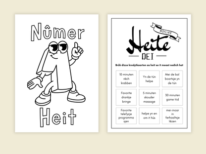 Fries Vaderdag Cadeau om te Printen | Heitedei Printable met Tegoedbonnen & Kleurplaten