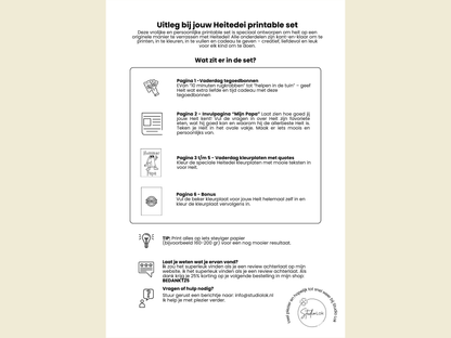 Fries Vaderdag Cadeau om te Printen | Heitedei Printable met Tegoedbonnen & Kleurplaten