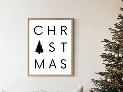 Printbare Kerst Posters 'Christmas' | Modern & Minimalistisch - 2 Versies met Outline en Gewone Letters, PDF in Verschillende Formaten