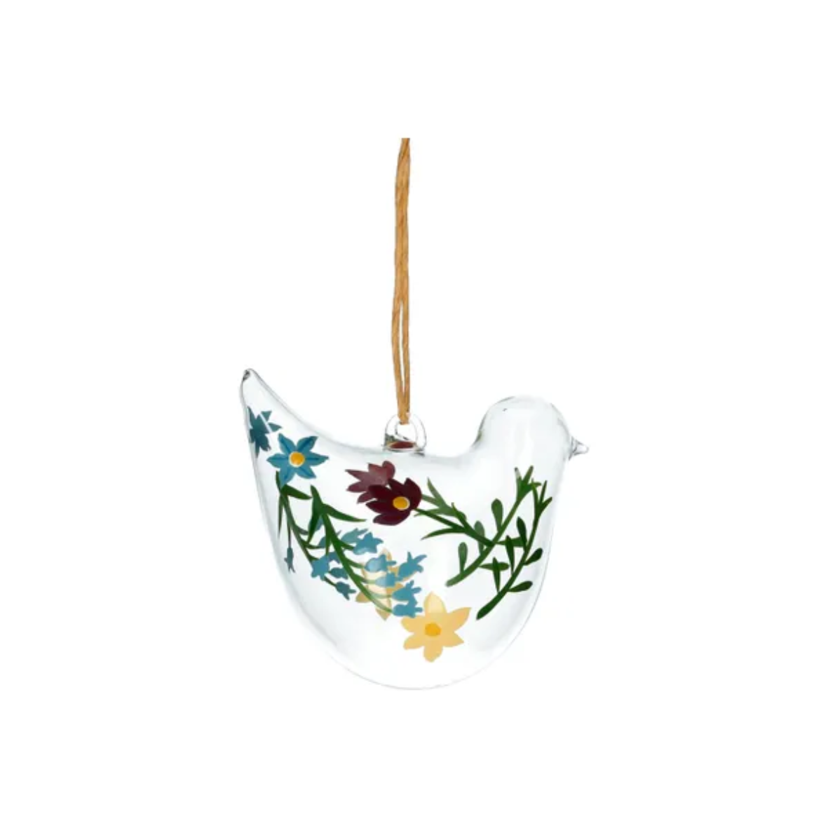 Paashanger, glas, vogel beschilderd met bloemen