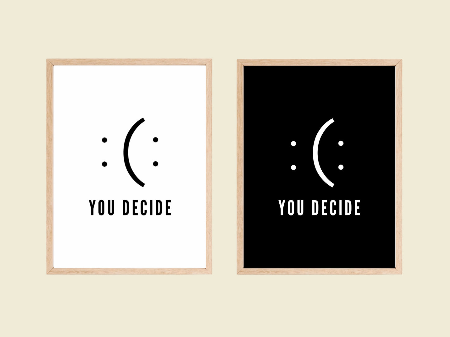 Printbare Poster 'You Decide' | Monochrome Typografie in 2 Varianten - Inspirerende Digitale Download voor Positiviteit