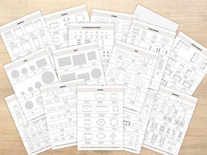Meer dan 150 Printbare Schaalmeubels 1:50 | 2D Plattegrond Sjablonen voor Woonkamer, Slaapkamer, Keuken, Badkamer - Schaalmeubels in CM & Inch