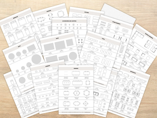Meer dan 150 Printbare Schaalmeubels 1:50 | 2D Plattegrond Sjablonen voor Woonkamer, Slaapkamer, Keuken, Badkamer - Schaalmeubels in CM & Inch