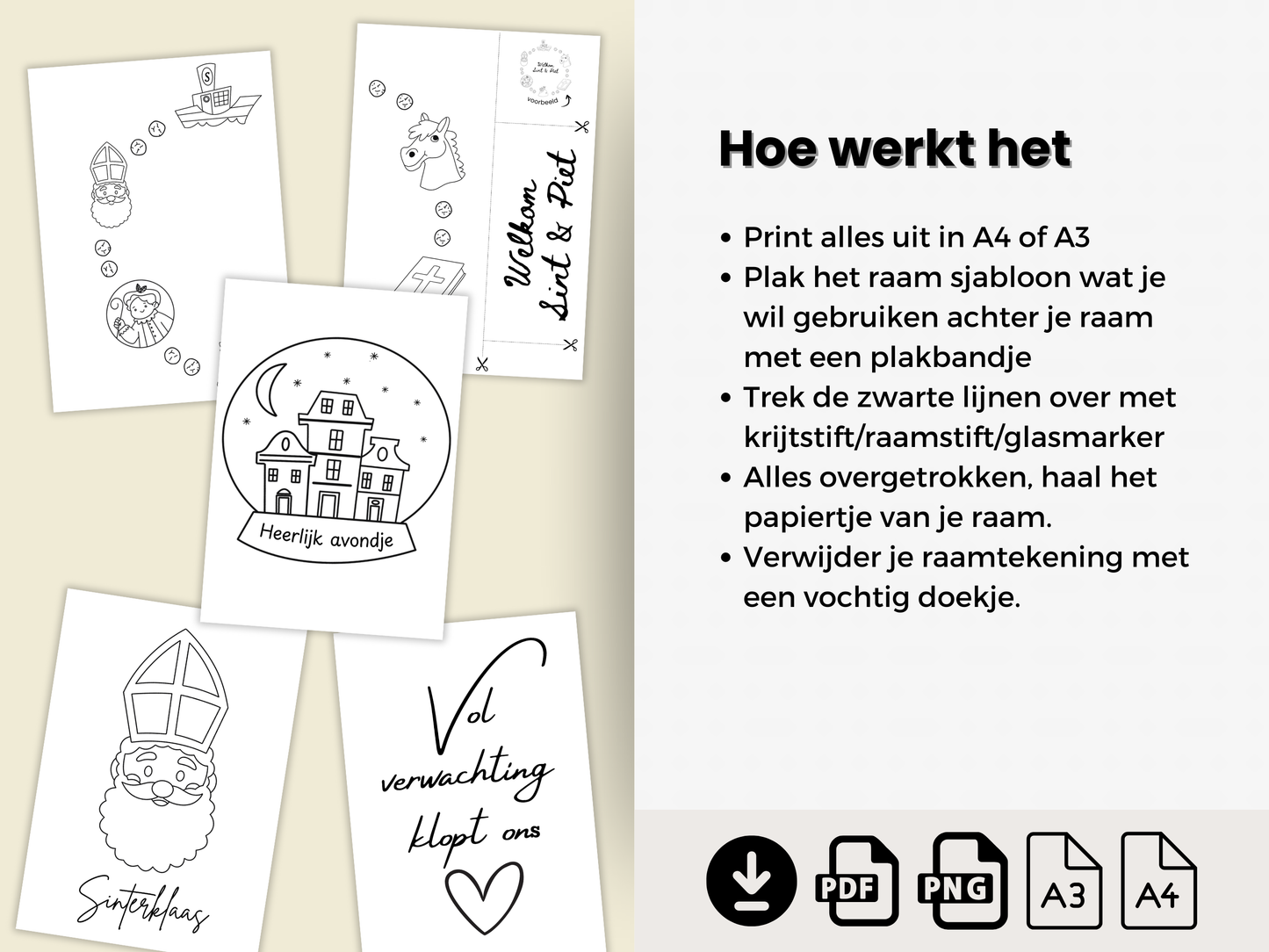 sint en piet raamtekening sjabloon printables