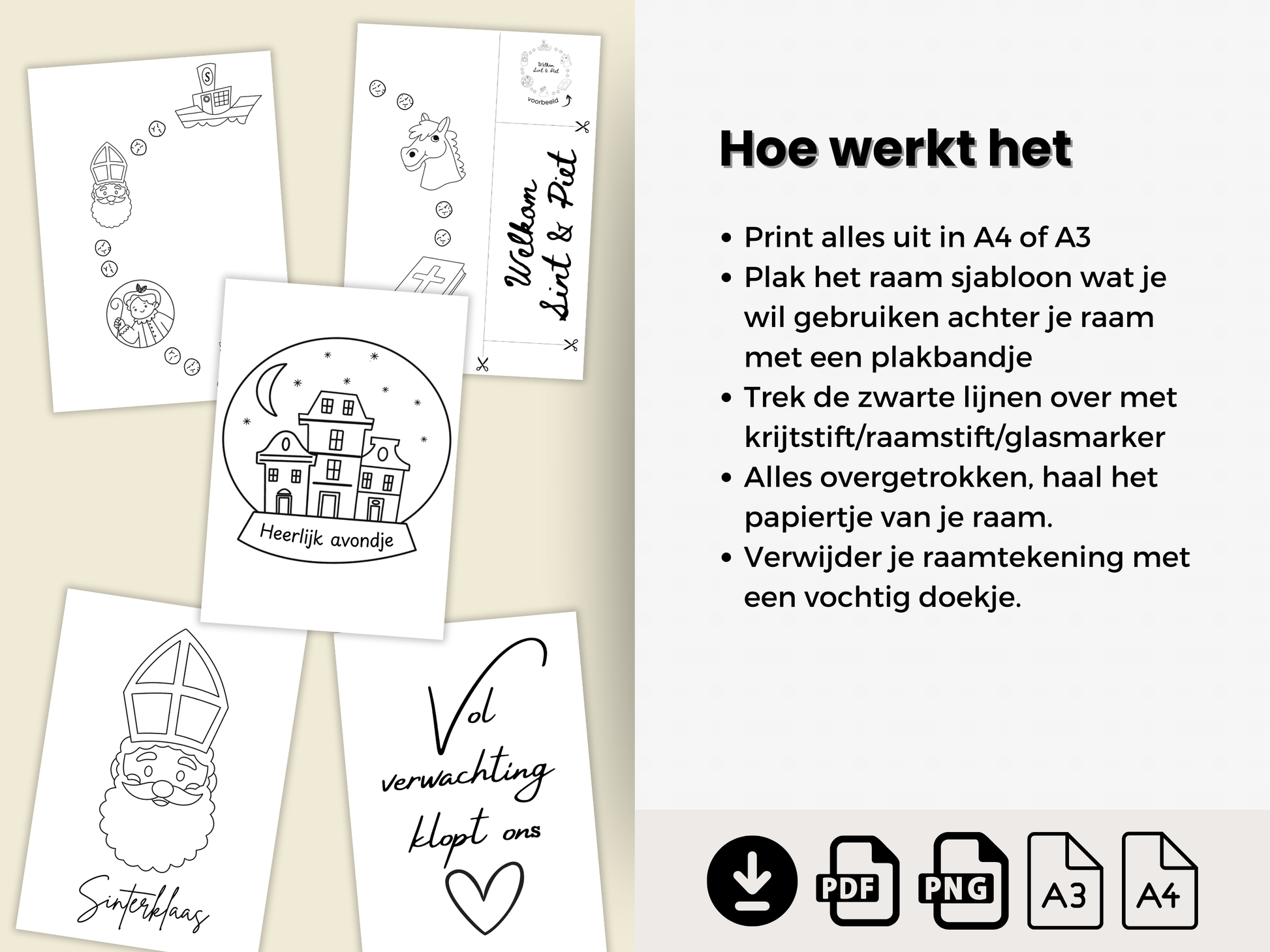 sint en piet raamtekening sjabloon printables
