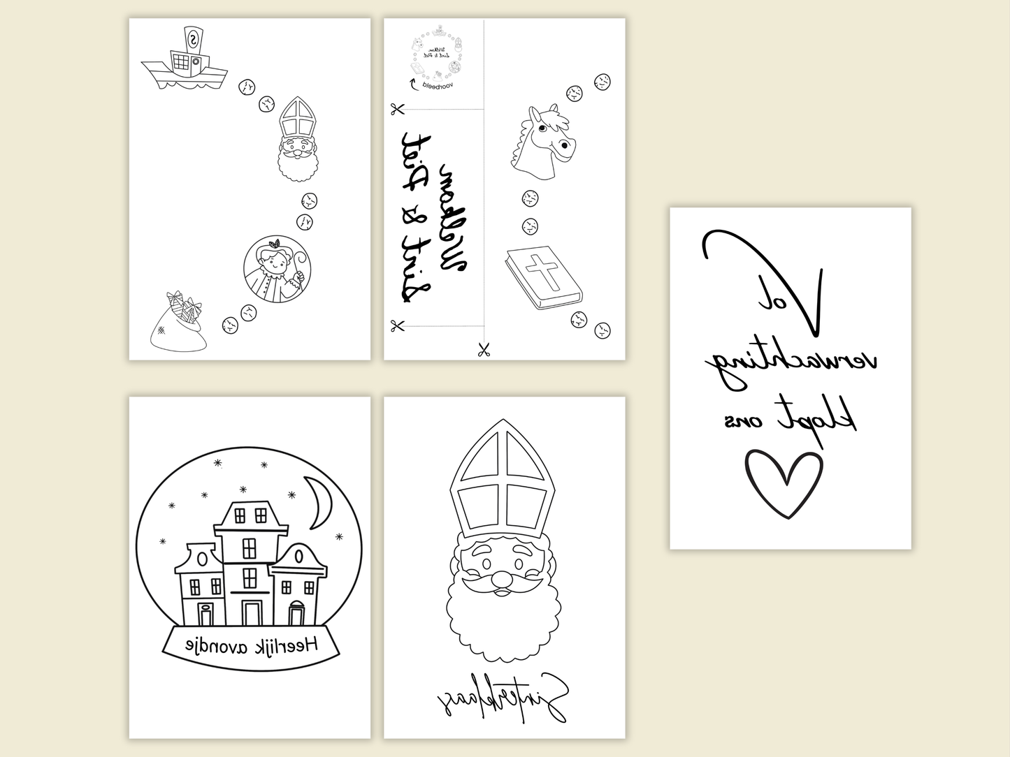 raamsjablonen Sinterklaas gespiegeld