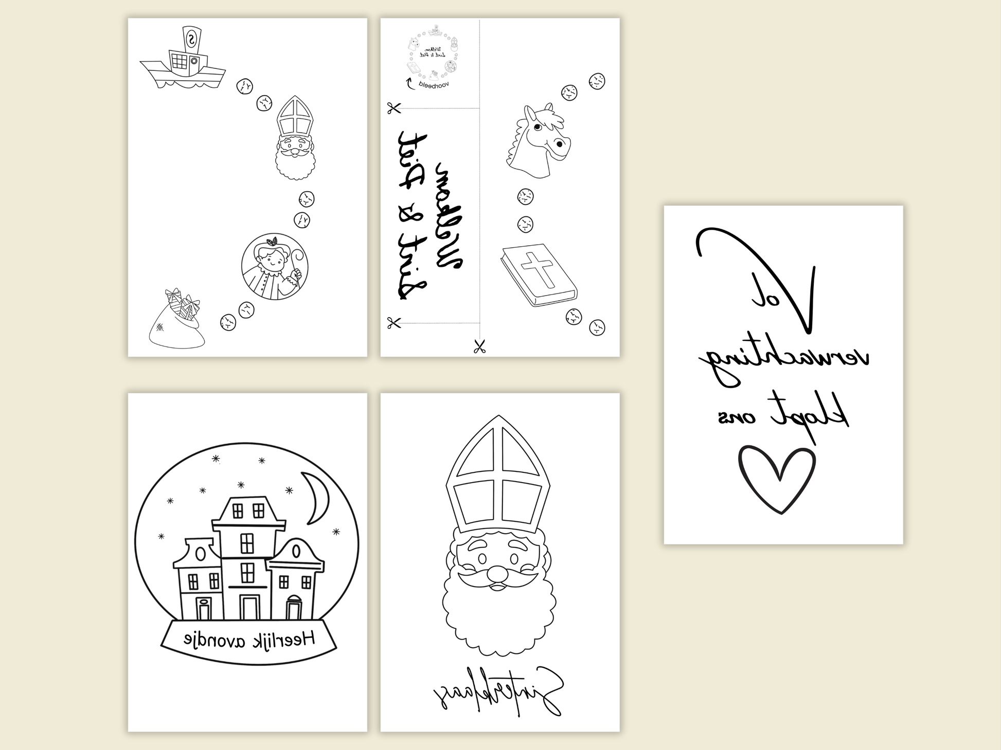 raamsjablonen Sinterklaas gespiegeld