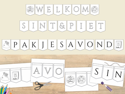 welkom sint en piet slinger printable