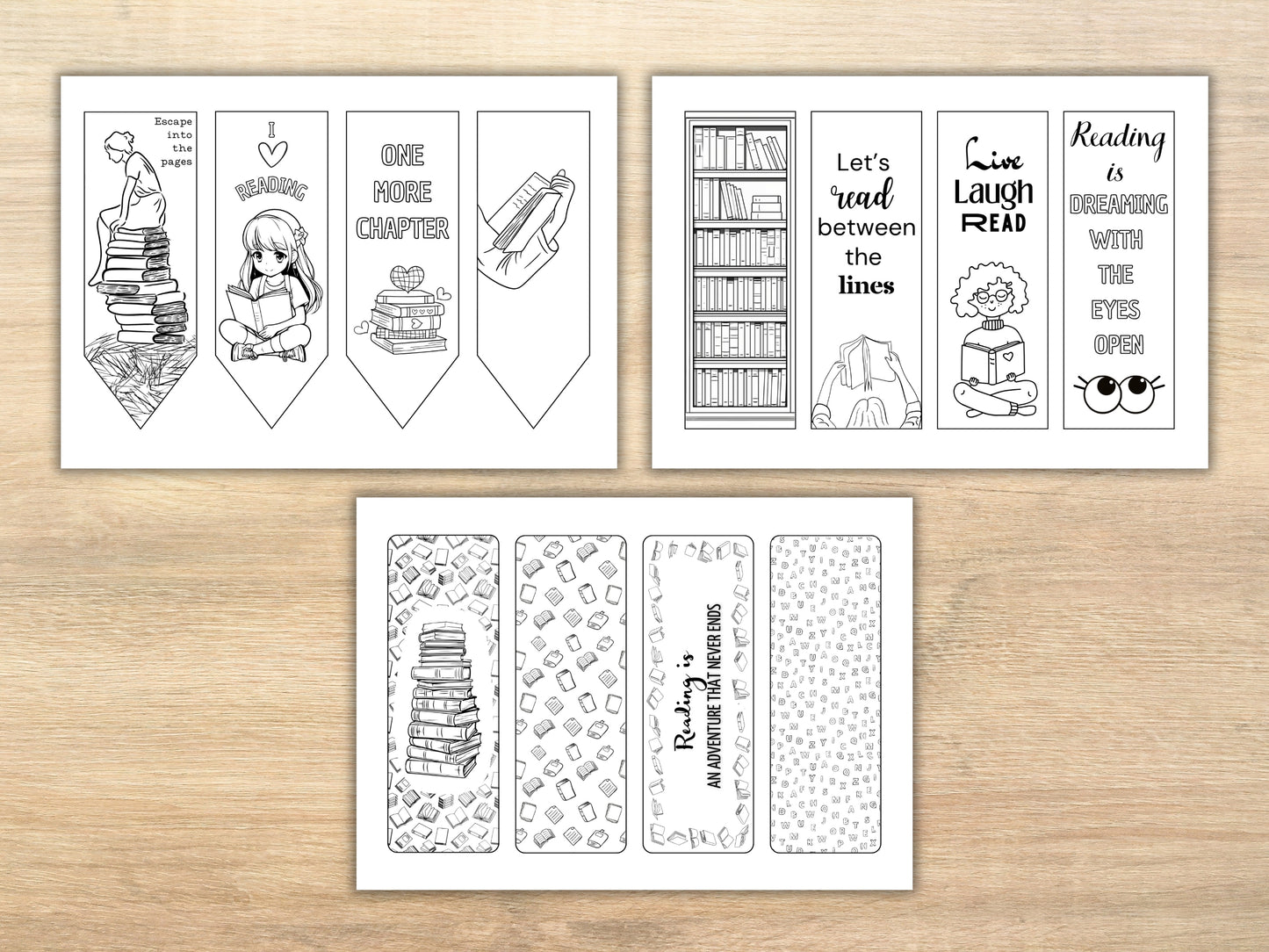 12 Printbare Boekenleggers om in te Kleuren | DIY Love to Read Kleurboekleggers met Bonus Blanco Sjablonen