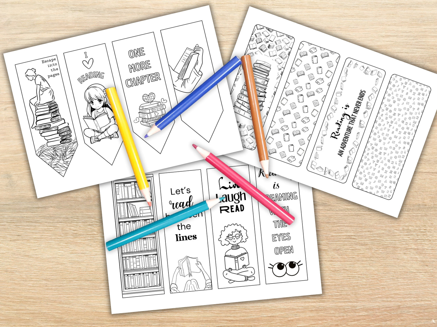 12 Printbare Boekenleggers om in te Kleuren | DIY Love to Read Kleurboekleggers met Bonus Blanco Sjablonen