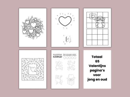 65 Printbare Valentijnsdag Activiteiten Pagina's | Kleurplaten, Woordzoekers, Zoek de Verschillen en Meer - A4 PDF