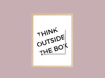 Printbare Poster 'Think Outside the Box' | Minimalistische Monochrome Typografie Printable Poster - Digitale Download in Meerdere Formaten