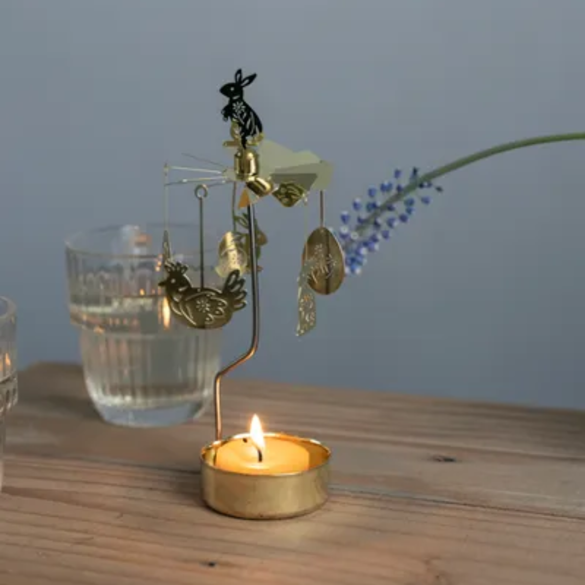 Waxinelichthouder draaiend, Pasen, metaal, ca. 15 cm