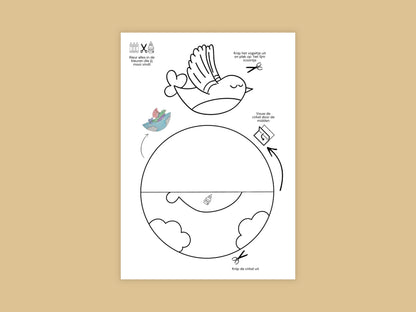 Knutselpakket Dansende Vogels - Printbare Vogels Uit Ei, Nest en Vliegend | Creatieve Activiteit voor Kinderen - A4 PDF met Stap-voor-Stap Handleiding