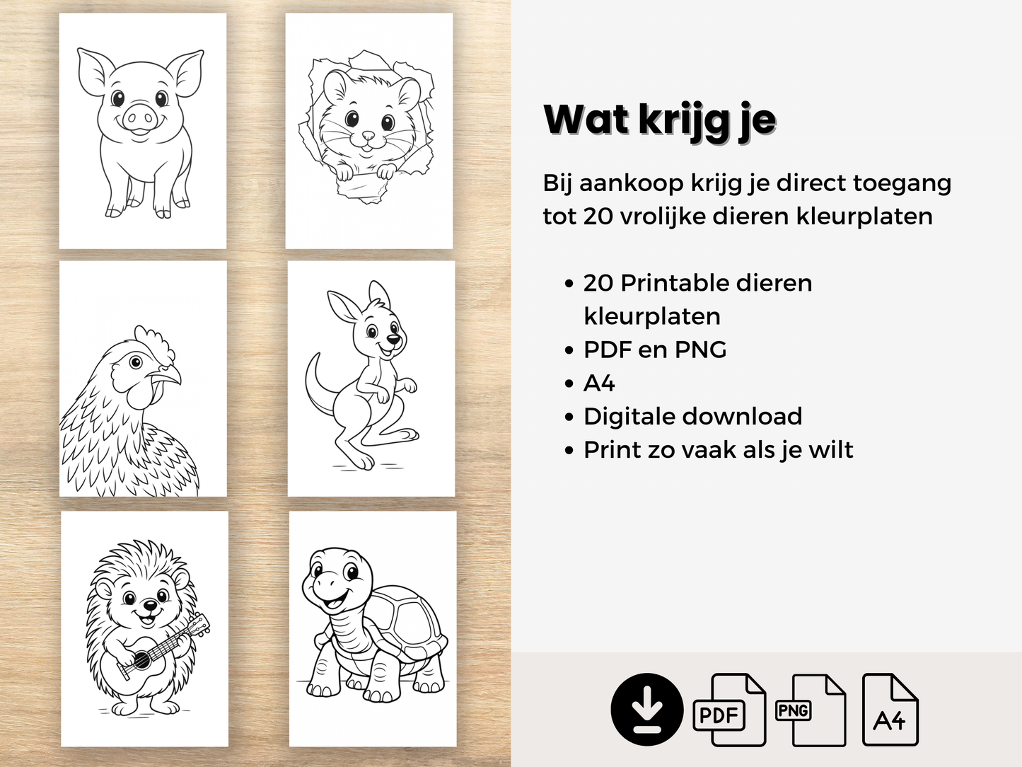 20 Printbare Dieren Kleurplaten voor kinderen