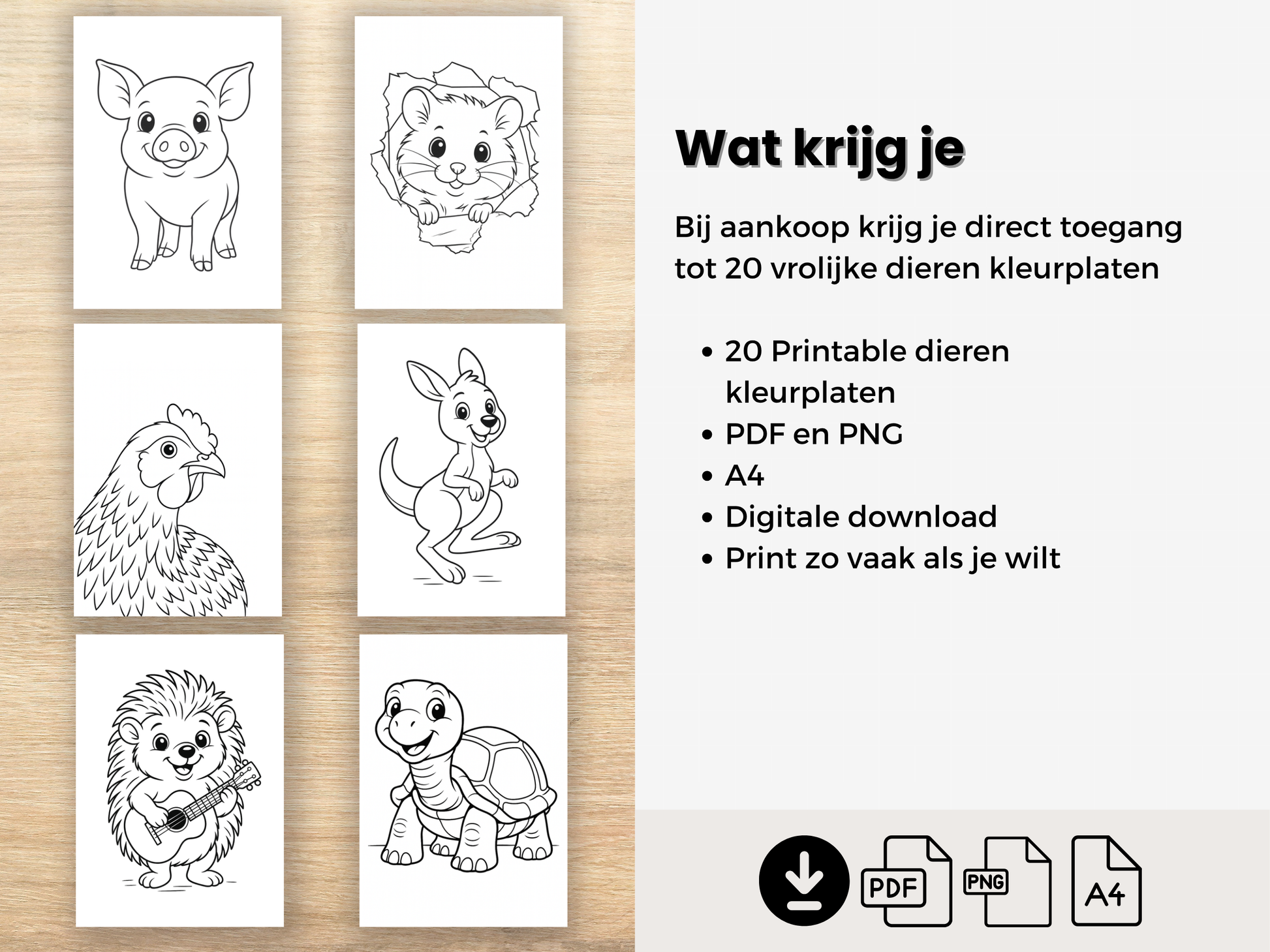 20 Printbare Dieren Kleurplaten voor kinderen